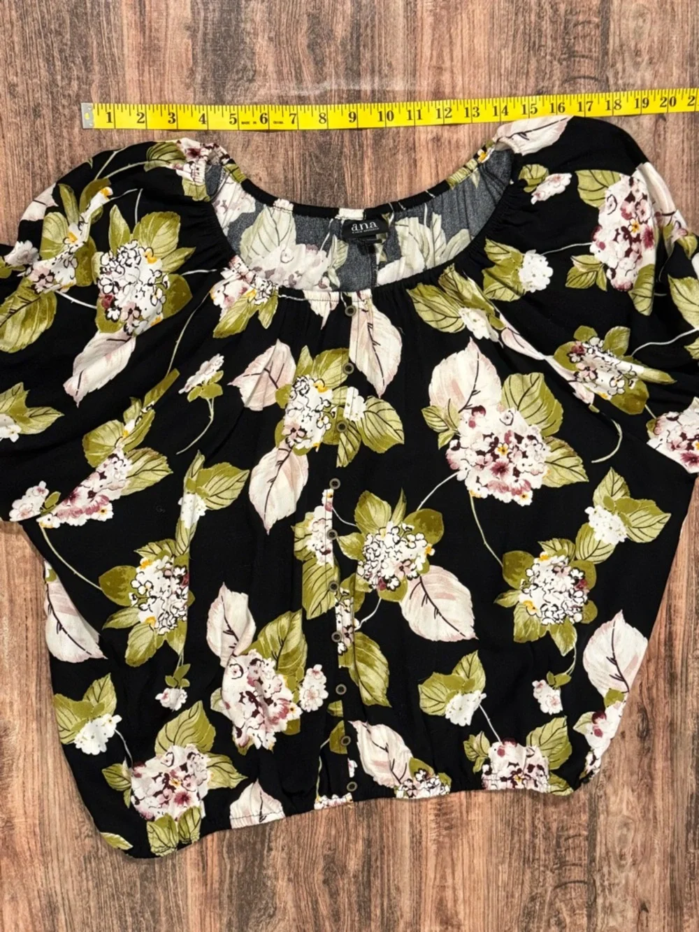 a.n.a Black Floral Button-Front Peasant Blouse - Picture 4 of 8